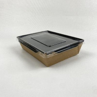 Салатник + КРЫШКА прозрачная ECO OPSALAD-1000 чёрный 1000мл 50шт 220х160/200х140/55мм 