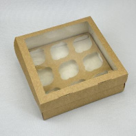 Упаковка ECO MUF- 9 КРАФТ для кексов и маффинов 25шт 250х250х100 (2 ЧАСТИ)  в Перми оптом и в розницу