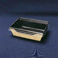Упаковка ECO OPSALAD- 400 крафт/ЧЁРНЫЙ 50шт (салатник + КРЫШКА прозр.) 145х95/120х85/45мм  в Перми оптом и в розницу
