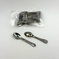 Ложка ЧАЙНАЯ пластиковая МЕТАЛЛИК УП=24шт L=14см резной край в Перми оптом и в розницу