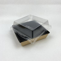 Упаковка OneClick Bottom- 950 ЧЁРНЫЙ салат. + крышка ВЫСОКАЯ H=40мм 50шт 150х150/165х165 в Перми оптом и в розницу