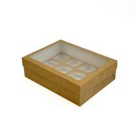 Упаковка ECO MUF-12 КРАФТ для кексов и маффинов 25шт 330х250х100 (2 ЧАСТИ)  в Перми оптом и в розницу