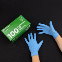 Перчатки НИТРИЛовые ГОЛУБЫЕ OptiLine "XL" УП=200шт(!!!) неопудренные  в Перми оптом и в розницу