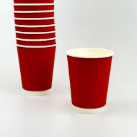 Стакан бумажный 2сл 350(410)мл КРАСНЫЙ 25шт D=90, d=60, H=110мм GOOD 