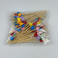 Пики деревянные "Сердце" 12см УП=100шт МИКС красные-белые-чёрные