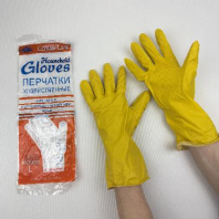 Перчатки хозяйственные LUX-Paclan "L" ПРОЧНЫЕ 1пара с х/б напылением