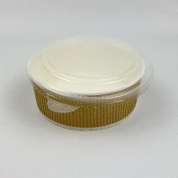 Салатник бумажный крафт гофра + крышка прозрачная 1090мл 25шт D=166 H=65 AVIORA