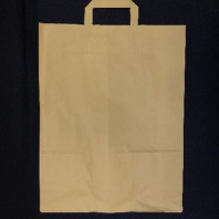 Пакет бумажный прямоугольное дно с ПЛОСКИМИ ручками  КРАФТ 450х350х150 25шт пл.70гр 