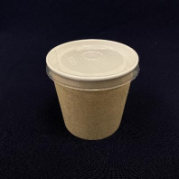 Супница бумажная КРАФТ/белая + КРЫШКА прозрачная 700мл 35шт D=115, d=90, H=110 OSQ Round Bowl 