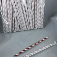 Трубочка бумажная "Леденец" 6х195мм для коктейлей, в индивидуаьновй бумажной упаковке, УП=150шт 