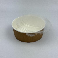 Салатник бумажный крафт + крышка прозрачная 1090мл 50шт D=166 H=65 AVIORA