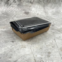 Салатник чёрный 500мл + КРЫШКА ОРИГАМО УП=100шт (Конт-100, Кр-50шт) 165х115/140х105