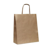Пакет бумажный прямоугольное дно с КРУЧЁННОЙ ручкой КРАФТ 340х320х200 25шт пл.70гр