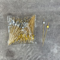 Пики деревянные "Звезда золото/серебро" 12см УП=100шт