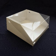 Короб для ТОРТОВ БЕЛЫЙ с прозр. крышкой 225х225х100мм 1шт (2 ЧАСТИ) 