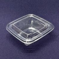 Контейнер одноразовый КУБИК ПЭТ С-12/12 250мл прозрачный 50шт + КРЫШКА 25шт (внеш. 126х126х38)