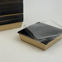 Салатник чёрный + КРЫШКА OneClick Bottom- 950 50шт 150х150/165х165