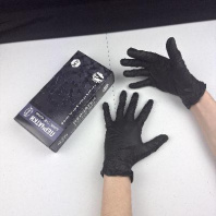 Перчатки виниловые чёрные AVIORA "M" УП=100шт вес-4,5гр неопудренные