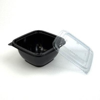 Контейнер одноразовый КУБИК ПЭТ С-12/12 500мл ЧЁРНЫЙ 50шт + КРЫШКА 25шт (внеш. 126х126х60) 