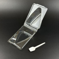 Контейнер одноразовый для ДЕСЕРТОВ треуголльный с крышкой ТР-235 + ЛОЖКА складная 100шт 157х105х85мм 