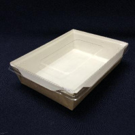 Салатник + КРЫШКА прозрачная ECO OPSALAD-1000 БЕЛЫЙ 1000мл 50шт 220х160/200х140/55мм 