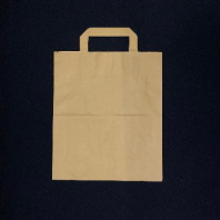 Пакет бумажный прямоугольное дно с ПЛОСКИМИ ручками КРАФТ 280х240х140 25шт пл.70гр 