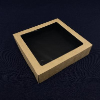 Ланч-бокс с окном OneBox-1500 ЧЁРНЫЙ 25шт 200х200х48мм