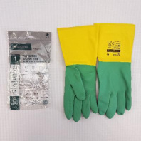 Перчатки латексные с НЕОПРЕНОМ "L" 1пара/115гр зелёный+жёлтый СУПЕРПРОЧНЫЕ 