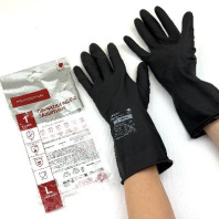 Перчатки резиновые технические КЩС-2 ЧЁРНЫЕ "L" (размер-9) 1пара/60гр 