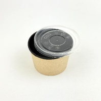 Супница бумажная КРАФТ/чёрная + КРЫШКА прозрачная. 300мл 30шт D=100, d=80, H=65 OSQ Round Bowl Black