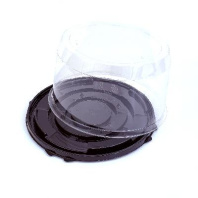 Тортница ПР-Т-223 крышка (прозр.) + дно (чёрное) (внеш. D=255, H=134) КОРОБ=110шт