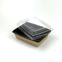 Салатник чёрный + крышка ВЫСОКАЯ H=20мм OneClick Bottom- 400 50шт 120х85/135х100