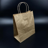 Пакет бумажный прямоугольное дно с КРУЧЁННОЙ ручкой КРАФТ 250х220х120 25шт пл.70гр 