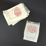 Пакет бум. V-дно БЕЛЫЙ 175х110х50 (картофель фри) 100шт ЖИРОСТОЙКИЙ печать "Фри"