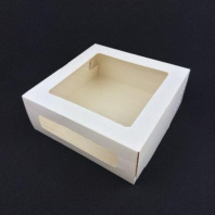 Короб для ТОРТОВ БЕЛЫЙ с двумя окнами 220х220х100мм 1шт OSQ Cake-II-Window