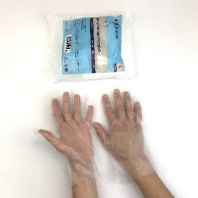 Перчатки ТПЭ ПАКЕТ прозрачные "L" УП=100шт С ТЕКСТУРОЙ