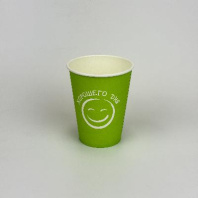 Стакан бумажный 350(410)мл ХОРОШЕГО ДНЯ (салатовый) 50шт D=90, d=60, H=110мм 