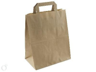 Пакет бумажный прямоугольное дно с ПЛОСКИМИ ручками  КРАФТ 370х320х200 25шт пл.70гр