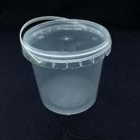 Ведро круглое 1,0л прозрачное с РУЧКОЙ + КРЫШКА D=122, d=100, H=123мм 