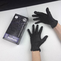 Перчатки виниловые чёрные AVIORA "L" УП=100шт вес-5,0гр неопудренные