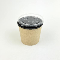 Супница бумажная КРАФТ/чёрная + КРЫШКА прозрачная 400мл 30шт D=100, d=80, H=85 OSQ Round Bowl Black