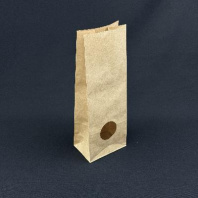 Пакет бумажный прямоугольный дно крафт с ОКНОМ(D=40) 255х60х60 50шт пл.70гр