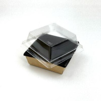 Салатник чёрный + крышка ВЫСОКАЯ Н=40мм OneClick Bottom- 550 50шт 110х110/130х130