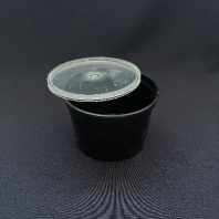 Банка-плошка ЧЁРНАЯ + КРЫШКА 500мл 50шт D=112, d=90, H=75мм (Б-25 Кр-50)