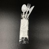 Набор по 1шт: вилка + ложка столовая + нож + салфетка (50наборов)