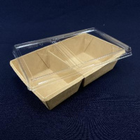 Салатник + КРЫШКА OneClick Bottom- 800 2х-секц КРАФТ 50шт 180х100/200х120/55мм