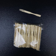 Пики деревянные "Вилка ДВА ЗУБА" 9см УП=100шт бамбук