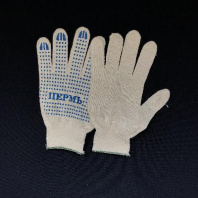 Перчатки трикотаж 4-нит. с ПВХ БЕЛЫЕ 1пара