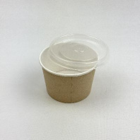 Супница бумажная КРАФТ/белая + КРЫШКА прозрачная 300мл 30шт D=100, d=80, H=65 OSQ Round Bowl 