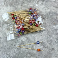 Пики деревянные "Кристалл СФЕРА разноцветный" 12см УП=100шт МИКС